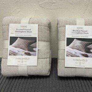 Brand New Threshold Brushed Flannel Herringbone Shams, Standard.